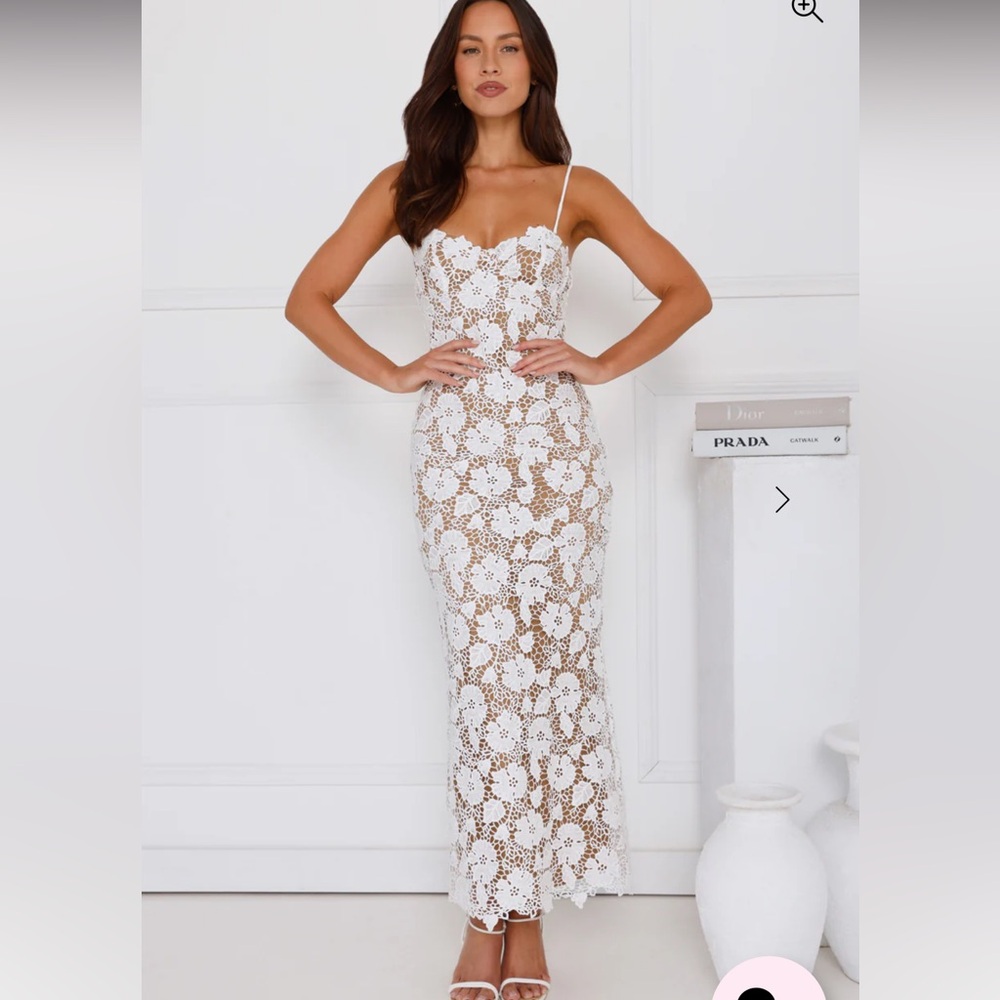 Hello Molly White Lace Midi Slip Dress